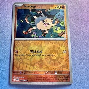 mankey [reverse holo] - 090/182 (common) — pokemon: destined rivals
